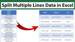 Split Multiple Lines Data in Excel | Split data into Separate Columns and Rows | Text to Columns