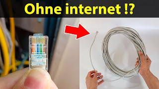 Ein Fehler bei der Herstellung von RJ45-Steckern an einem Ethernet-Kabel. Wo ist der Fehler?