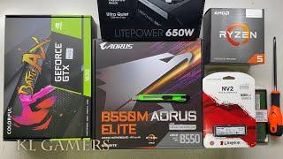 AMD Ryzen 5 5600G GIGABYTE B550M AORUS ELITE COLORFUL GTX1630 Budget Gaming PC Build Benchmark