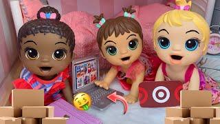 BABY ALIVE Triplets order toys online with Mommy’s Credit card! 