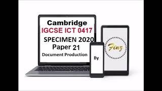 IGCSE ICT (0417) Specimen 2020 P2 Document Production