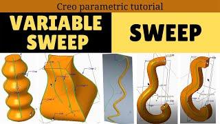 Creo tutorial | How to create sweep and variable sweep in creo | Sweep and variable sweep in creo