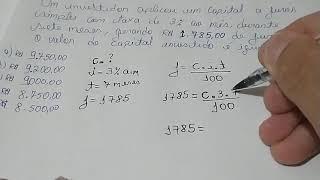 Um investidor aplicou um capital a juros simples com taxa de 3% ao mês, durante sete meses, gerand..