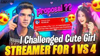 I CHALLENGED CUTE GIRL STREAMER | 1 VS 4️‍ | PROPOSAL ?? | FREE FIRE IN TELUGU #dfg #freefire