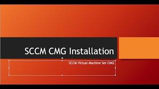 SCCM CMG Install