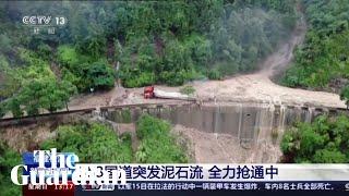 Drone footage shows mudslides after heavy rain in southern China