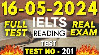 IELTS Reading Test 2024 with Answers | 16.05.2024 | Test No - 201