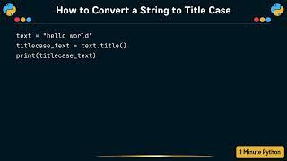 How to Convert a String to Title Case