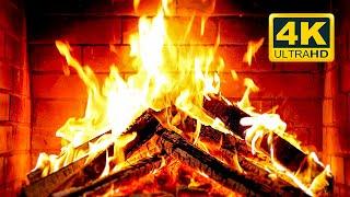  Cozy Fireplace 4K (12 HOURS). Fireplace with Crackling Fire Sounds. Fireplace Burning 4K