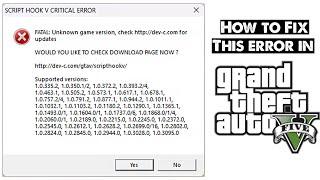 How to fix script hook v critical error in GTA 5