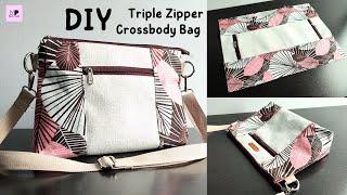 Triple Zipper Crossbody Bag Tutorial | DIY Crossbody Bag