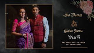 WEDDING CEREMONY ABIN & GLORIA. 29-07-2023. 10:00 AM. MKC EVENT PRODUCTIONS. +91 96564 55008