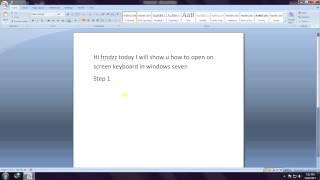 how to open on screen keyboard in windows 7