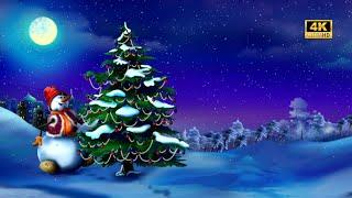 Snowman with a Christmas Tree | Christmas Background Video | Screensaver | Christmas