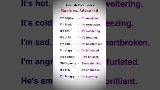 Basic English vs Advanced English #english #englishforbeginners #englishvocabulary #englishtips