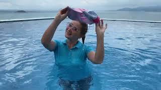 pleasant soaking in shorts and a polo shirt #swimming #pool #wetlook #wetgirl #wet #setwet