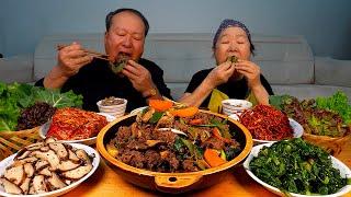 부드러운 소불고기와 고소한 표고버섯볶음, 밥도둑 일미무침까지~ (Beef Bulgogi, Stir-fried mushroom) 요리&먹방!! - Mukbang eating show