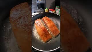 cooking a salmon inside my semi truck  #shorts