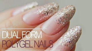 How to Use Dual Forms | Easiest PolyGel Nails with Glitter Fade