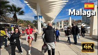 Malaga walking tour, Torremolinos coastline walk and Marbella coastal walk path 4K