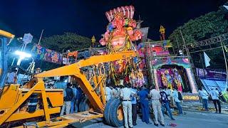 Khairathabad Ganesh lifting crane arrived at Mandapam |Khairathabad Ganesh Nimajjanam 2024