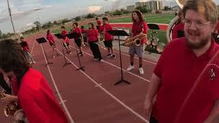 Tucson High Magnet School Marching 100 Band warming up with a Bb Harmonic Minor Scale