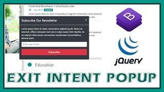 Exit Intent Popup Using Bootstrap 4 and jQuery