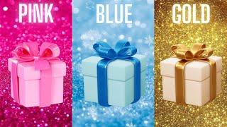 Choose your gift  || 3 gift box challenge || Pink Blue Gold #pickonekickone #giftboxchallenge