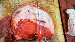 Topside of Beef. Preparing Beef for Roasting. Traditional English Butchery. Top round. Inside round