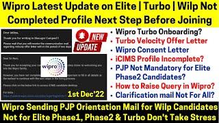 Wipro Onboarding Next ProcessClarification ICIMS ProfileTurbo OLNo PJP Elite Phase1,2Raise Query