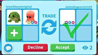 WOAH! I TRADED MY NO POTION TURTLE + NEON OCTOPUS FOR THIS COOL MEGA! + TRADED NEON DODO#adoptme
