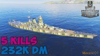 World of WarShips | Yamato | 5 KILLS | 232K Damage - Replay Gameplay 1080p 60 fps