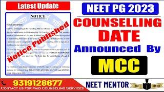 NEET PG 2023  COUNSELING Date announced by MCC  Latest update #neetpg2023