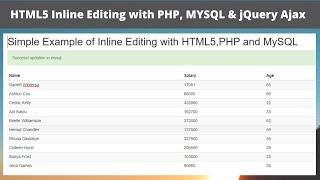 Inline Editing using HTML 5, PHP and MySQL | Inline Editing Using Ajax and jQuery