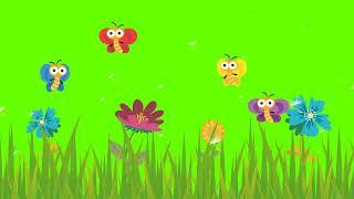 Butterfly fly in the flower garden cartoon animation / Free Green Screen Cartoon Characters