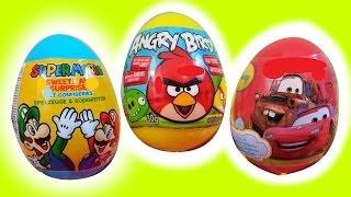 Unwrap Disney Pixar Cars Angry Birds Mario Bros Surprise egg by MsDisneyReviews