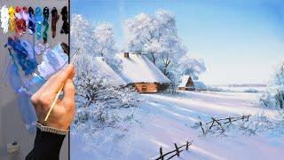 Trailer / Acrylic Painting Tutorial - Winter Landscape / ART Palette / Drawing Lessons / Пейзаж зима