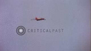 AIM-7 Sparrow III Missile fired by F-4B Phantom II fighter aircraft in flight fro...HD Stock Footage