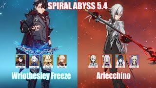 C0 Wriothesley Freeze & C0 Arlecchino | Spiral Abyss 5.4 | Genshin Impact