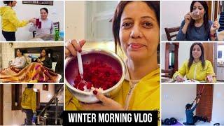 A Winter energised morning routine of a middle age woman | Breakfast with beetroot waste ||