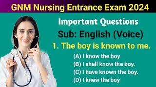 GNM Entrance Exam Question Paper 2024 | Sub: English (voice) | GNM Nursing Entrance Question Answer.