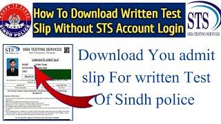 STS Sindh police written test slip 2024 / How to download STS Sindh police without login account