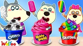 Chocolate vs Rainbow Ice Cream Challenge | Wolfoo and Funny Stories for Kids | Wolfoo Family