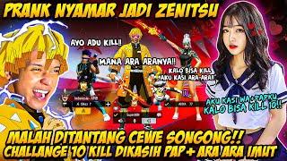 PRANK GLOBAL NYAMAR JADI DEMON SLAYER DITANTANG CEWE SONGONG CHALLANGE 10 KILL DIKASIH PAP + ARA ARA