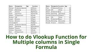 How to do Vlookup Formula for Multiple Columns in Single Formula