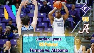 Jordan Lyons Furman Paladins 33 PTS vs Alabama Crimson Tide | Next Ones