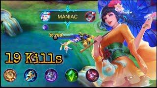 MANIAC!!! KAGURA GAMEPLAY 2021•  19 KILLS . KAGURA COMBO .Mobile Legends.