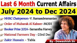 Last 6 Months Current Affairs 2024 | July 2024 To December 2024 | Important Current Affairs 2024