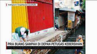 Miris! Pria Buang Sampah ke kali di Depan Petugas Kebersihan