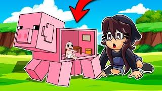 BEBE NOOB CONSTRUYE UNA BASE SECRETA DENTRO DE UN CERDO  BASE SECRETA NOOB MINECRAFT TROLL